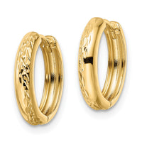 14k Polished Textured 3x15mm Hinged Hoop Earrings-TM813