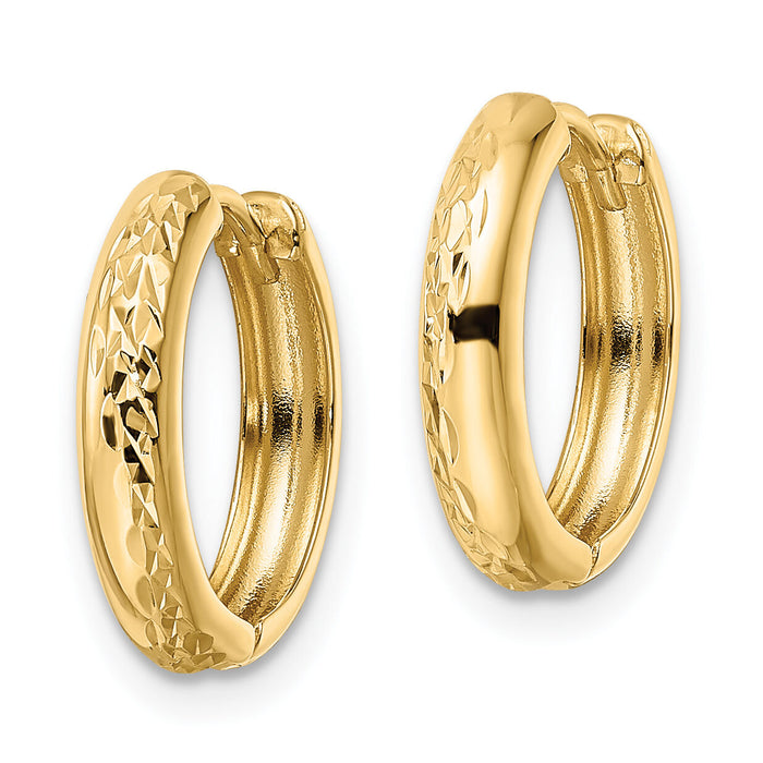 14k Polished Textured 3x15mm Hinged Hoop Earrings-TM813