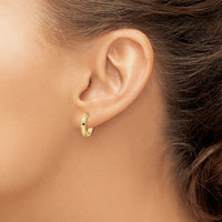 14k Polished Textured 3x15mm Hinged Hoop Earrings-TM813