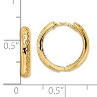 14k Polished Textured 3x15mm Hinged Hoop Earrings-TM813