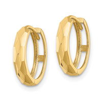 14k Polished Faceted 3x15mm Hinged Hoop Earrings-TM815