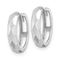 14k White Gold Polished Faceted 3x15mm Hinged Hoop Earrings-TM815W