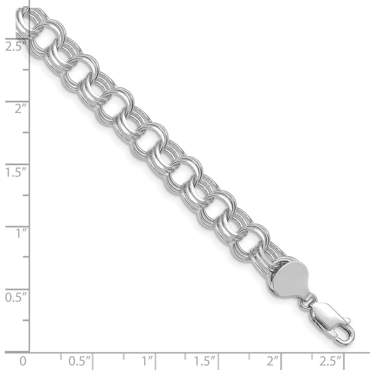 14k White Gold Triple Link Charm Bracelet-TO665W-7