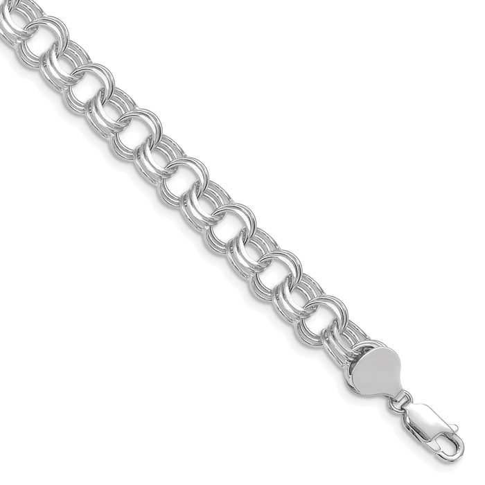 14k White Gold Triple Link Charm Bracelet-TO665W-7