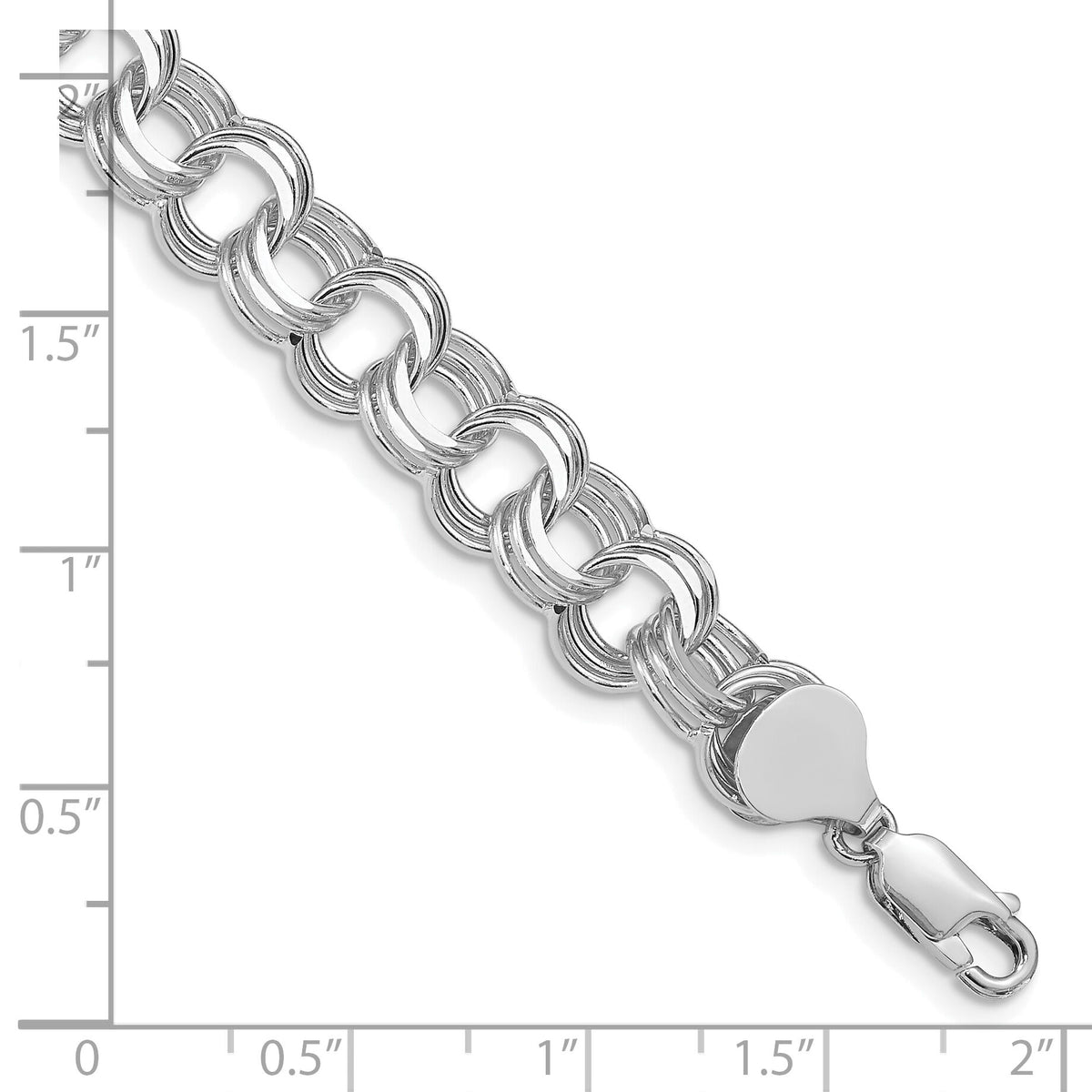 14k White Gold Triple Link Charm Bracelet-TO666W-7