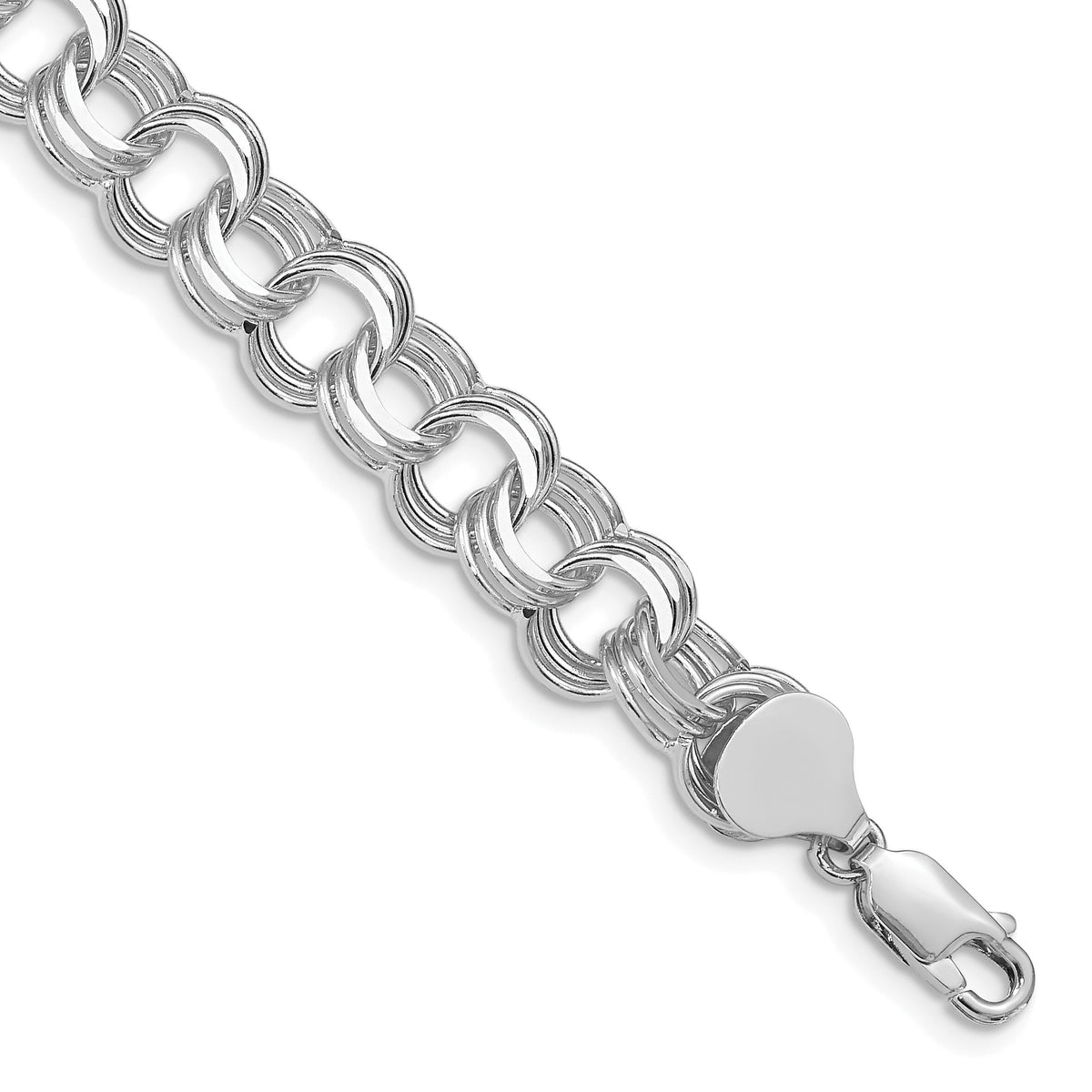 14k White Gold Triple Link Charm Bracelet-TO666W-7