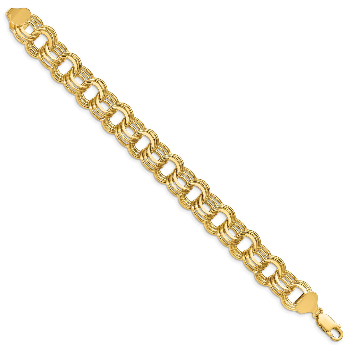 14k Triple Link Charm Bracelet-TO670-7.5