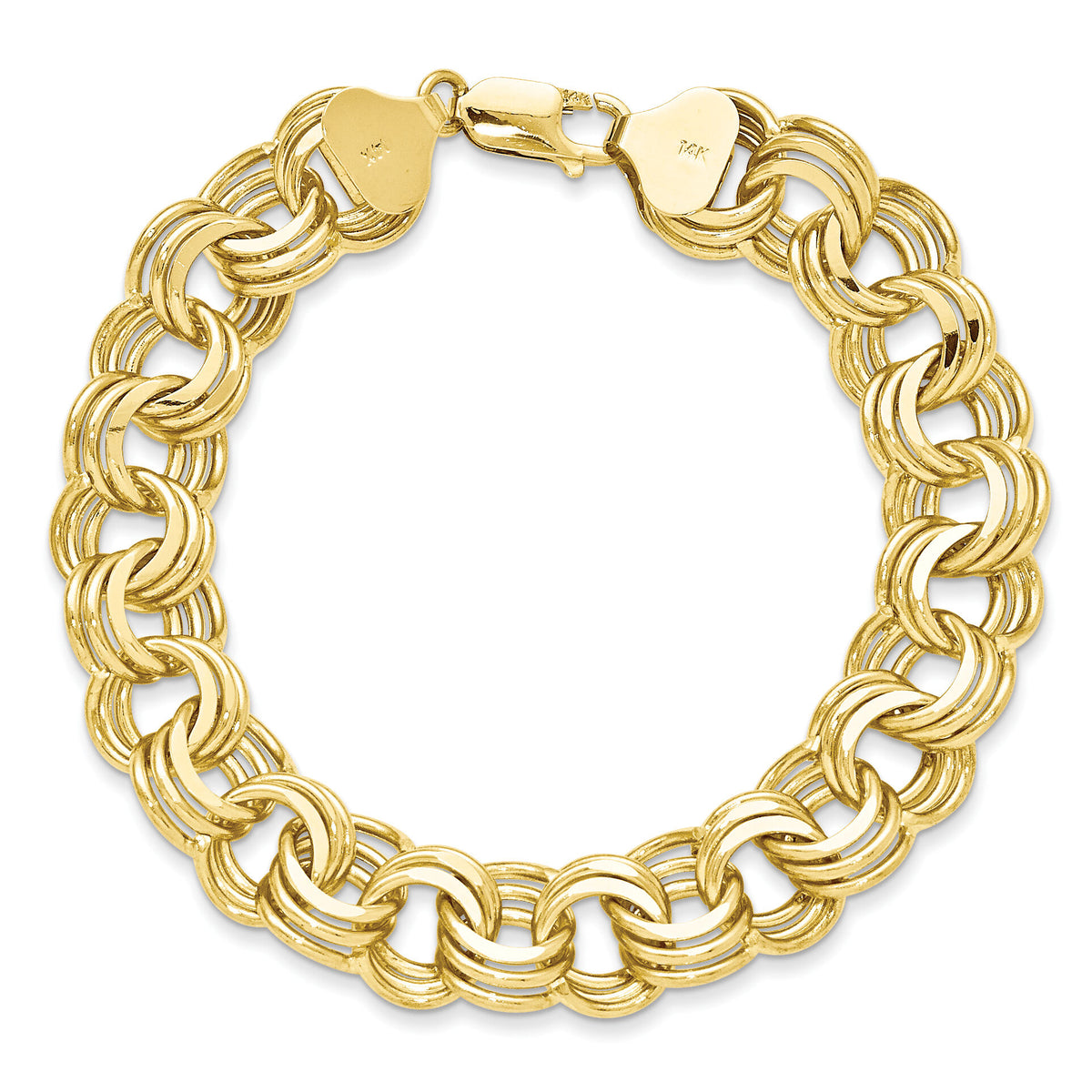 14k Triple Link Charm Bracelet-TO670-7.5
