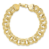 14k Triple Link Charm Bracelet-TO670-7.5