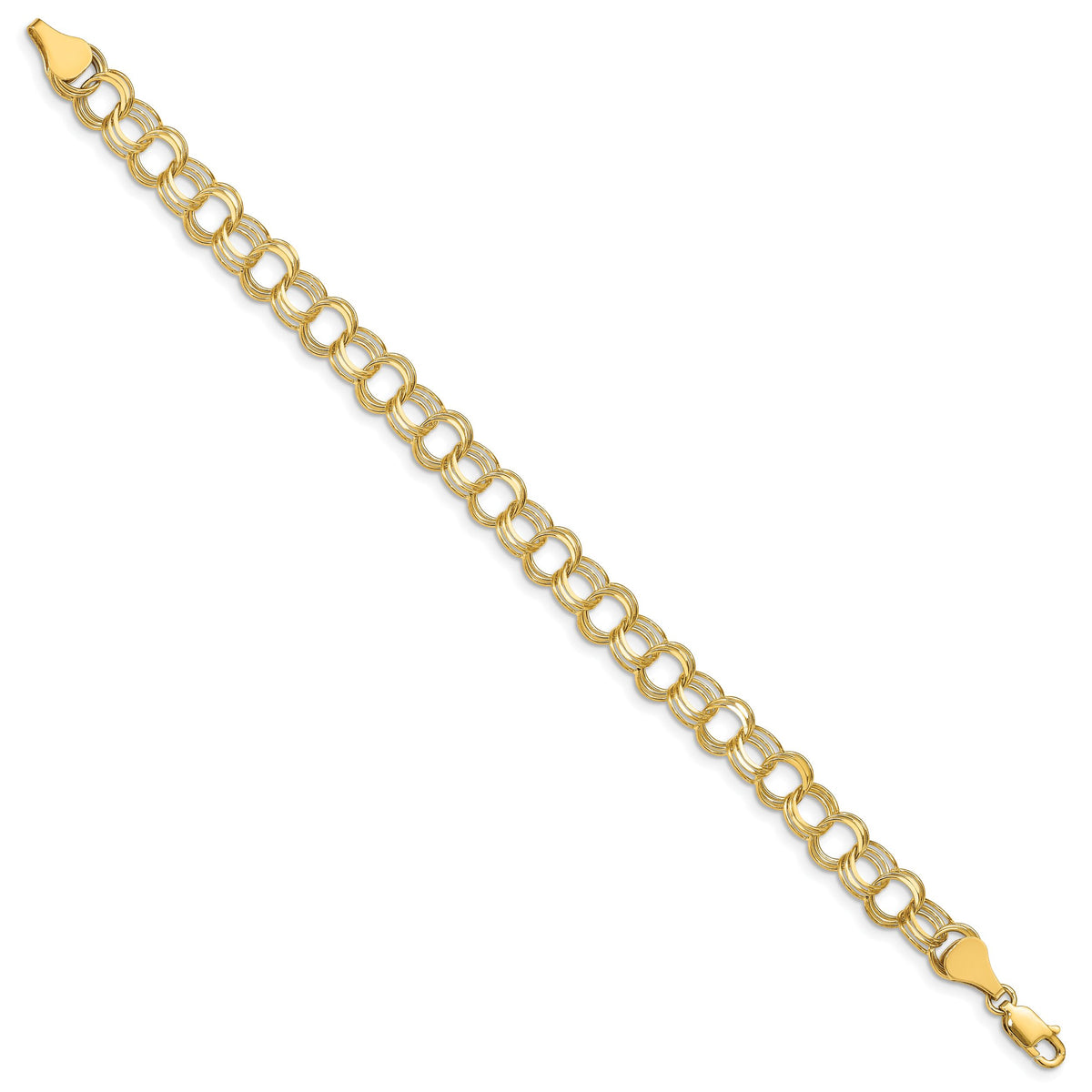 14k Triple Link Charm Bracelet-TO748-7