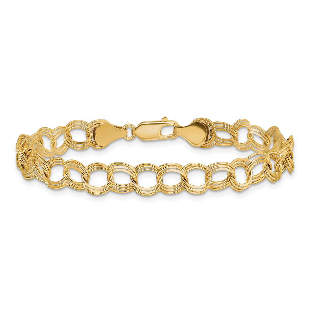 14k Triple Link Charm Bracelet-TO748-7