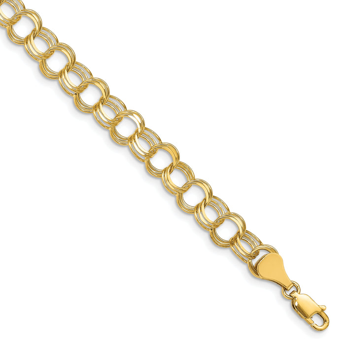 14k Triple Link Charm Bracelet-TO748-8