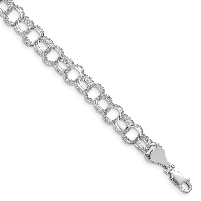 14k White Gold Triple Link Charm Bracelet-TO748W-8