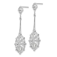 14k White Gold Diamond-cut Filigree Earrings-TP137