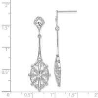 14k White Gold Diamond-cut Filigree Earrings-TP137