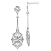 14k White Gold Diamond-cut Filigree Earrings-TP137