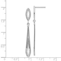 14k White Gold Diamond-cut Dangle Post Earrings-TP139