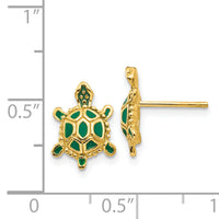 14k Green Enameled Turtle Post Earrings-TP165