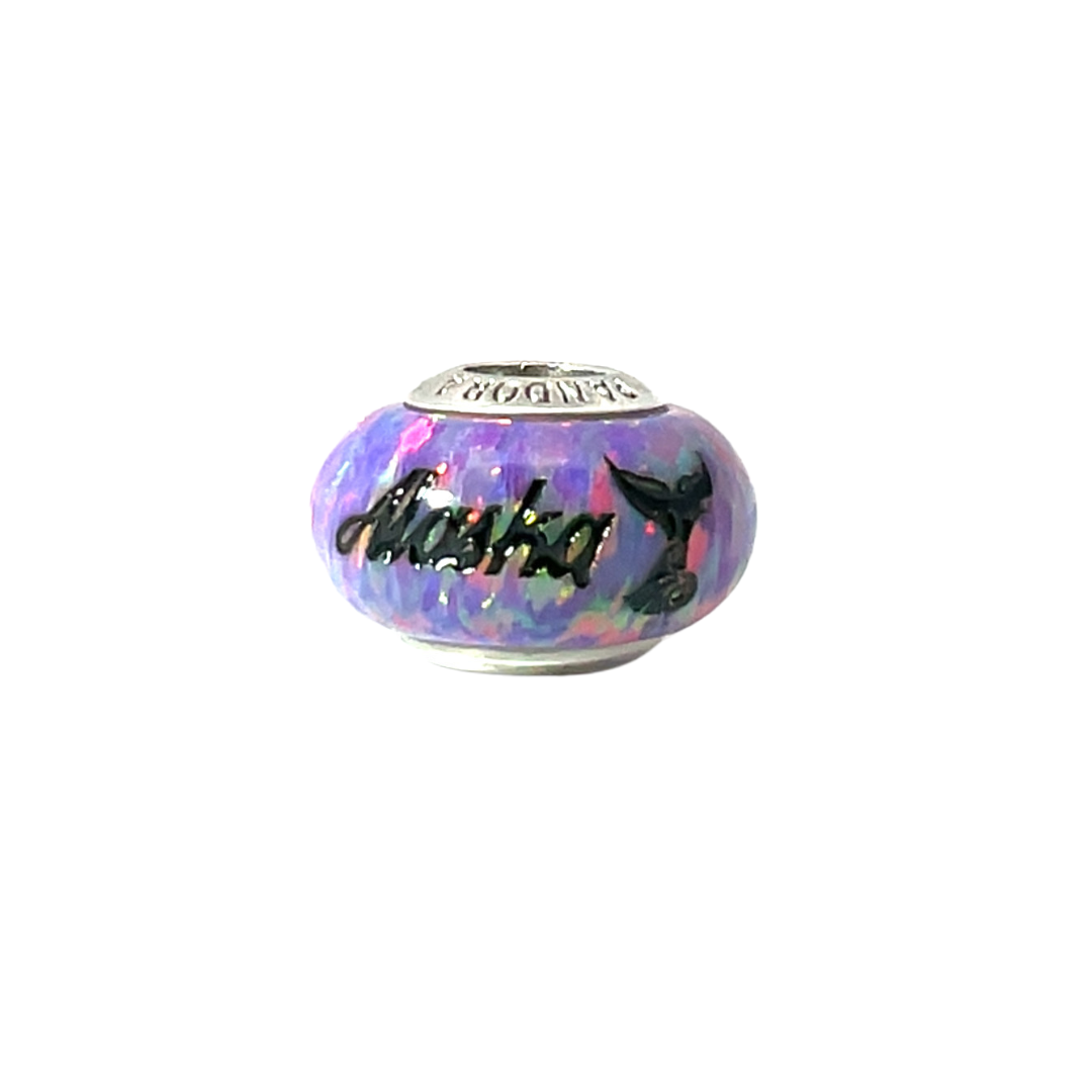 MURANO GLASS WHALE TAIL ALASKA ENGRAVED PANDORA CHARM
