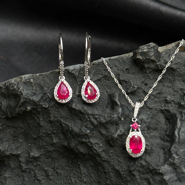 RUBY DIAMOND NECKLACE AND EARRINGS