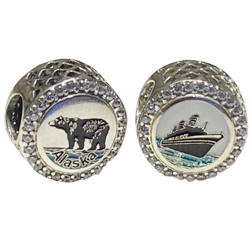 BEAR & CRUISE SHIP REVERSIBLE PANDORA CHARM