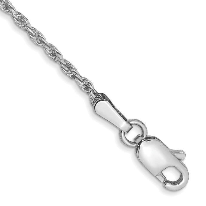 14k WG 1.30mm Diamond-cut Machine-made Rope Chain Anklet-W012-9