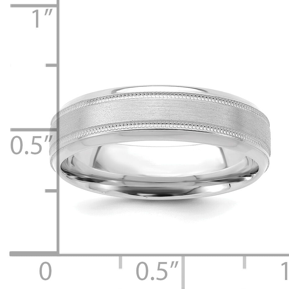 14k White Gold Heavy Comfort Fit Brush Satin Fancy Band-WB101H