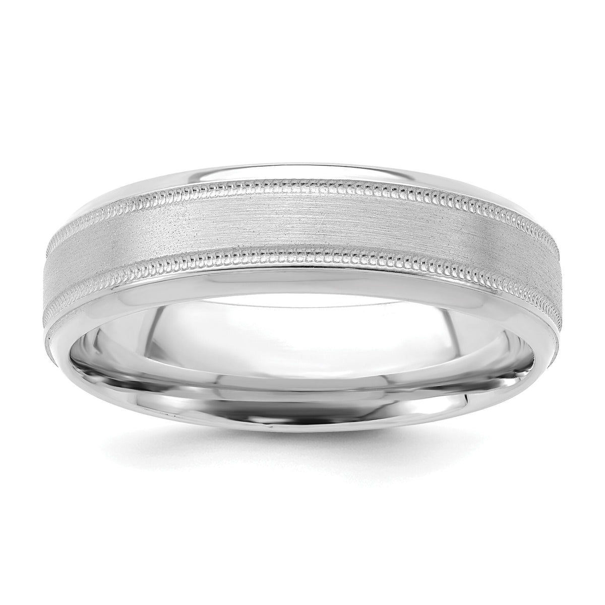 14k White Gold Standard Comfort Fit Brush Satin Fancy Band-WB101S