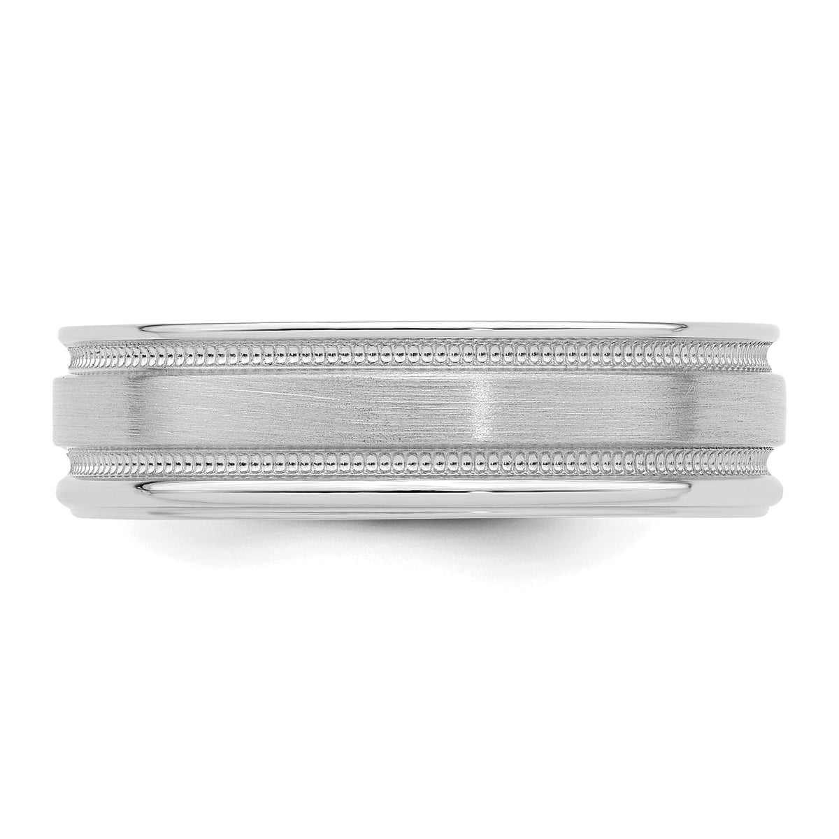14k White Gold Heavy Comfort Fit Brush Satin Fancy Band-WB102H