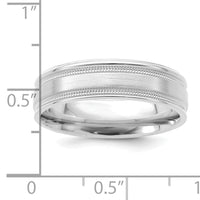 14k White Gold Light Comfort Fit Brush Satin Fancy Band-WB102L