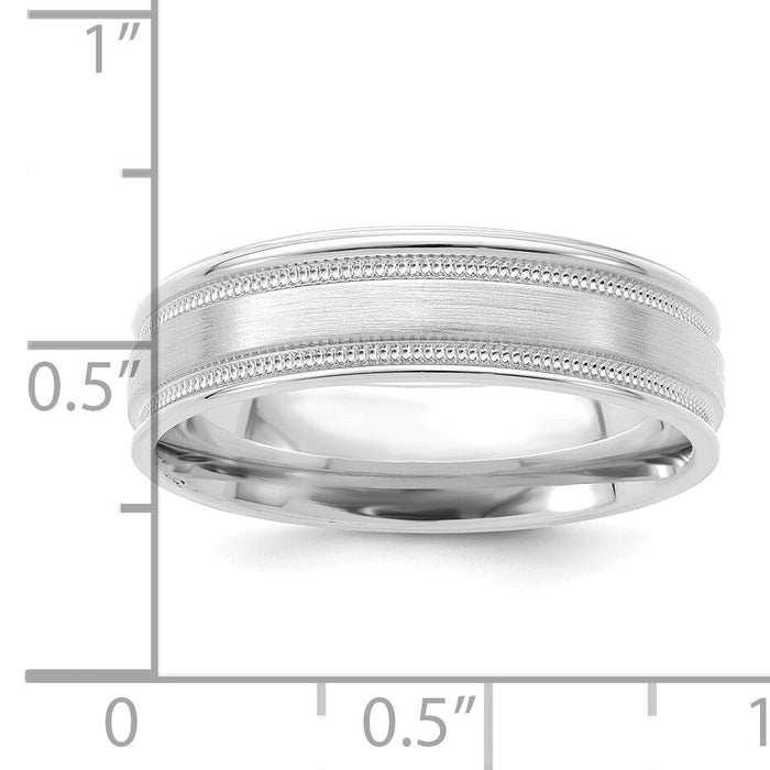 14k White Gold Light Comfort Fit Brush Satin Fancy Band-WB102L
