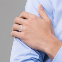 14k White Gold Light Comfort Fit Brush Satin Fancy Band-WB103L
