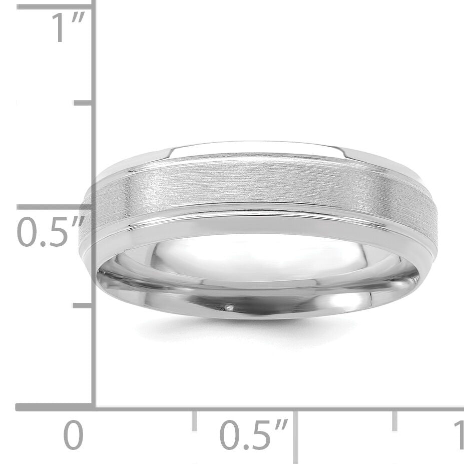 14k White Gold Standard Comfort Fit Brush Satin Fancy Band-WB103S