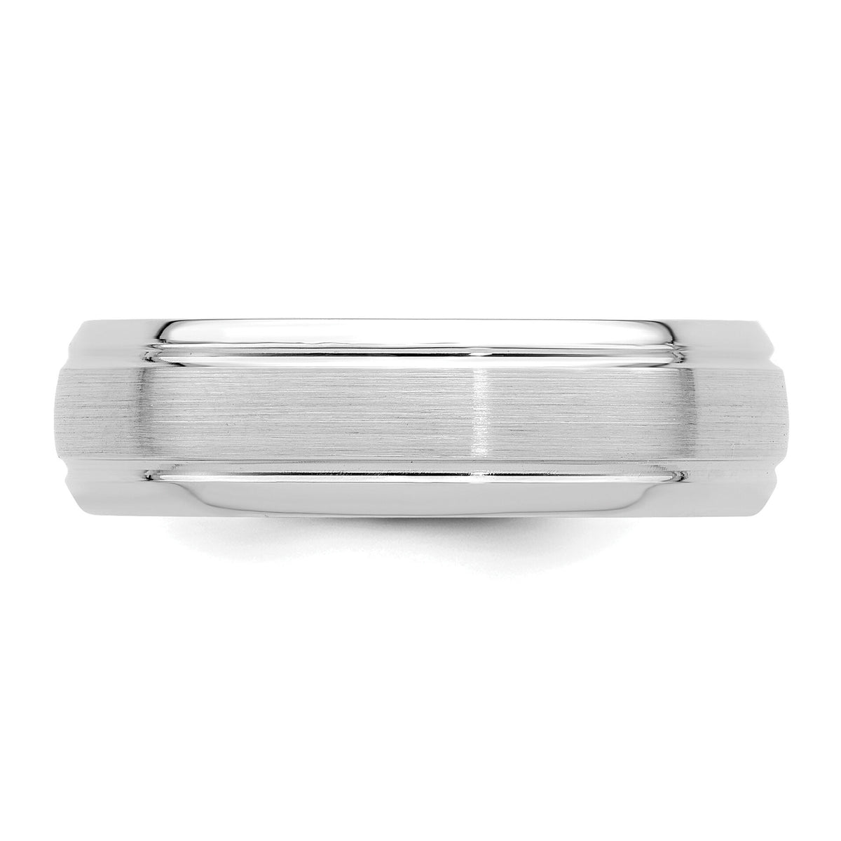 14k White Gold Standard Comfort Fit Brush Satin Fancy Band-WB108S