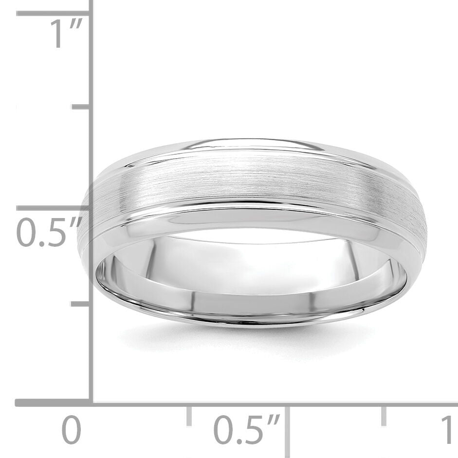 14k White Gold Light Comfort Fit Brush Satin Fancy Band-WB108L