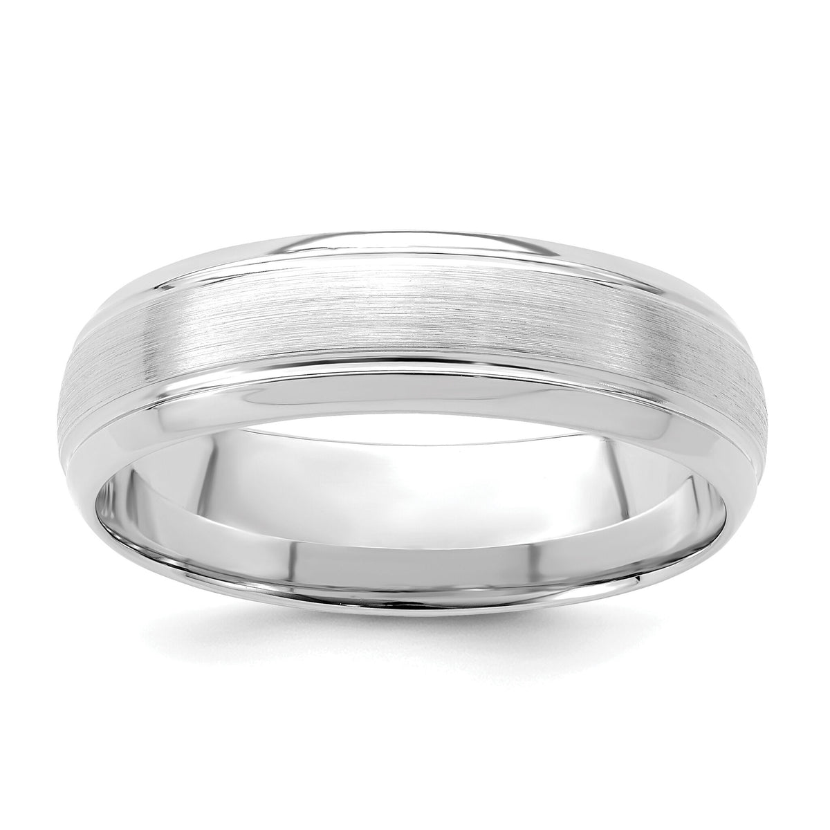 14k White Gold Standard Comfort Fit Brush Satin Fancy Band-WB108S