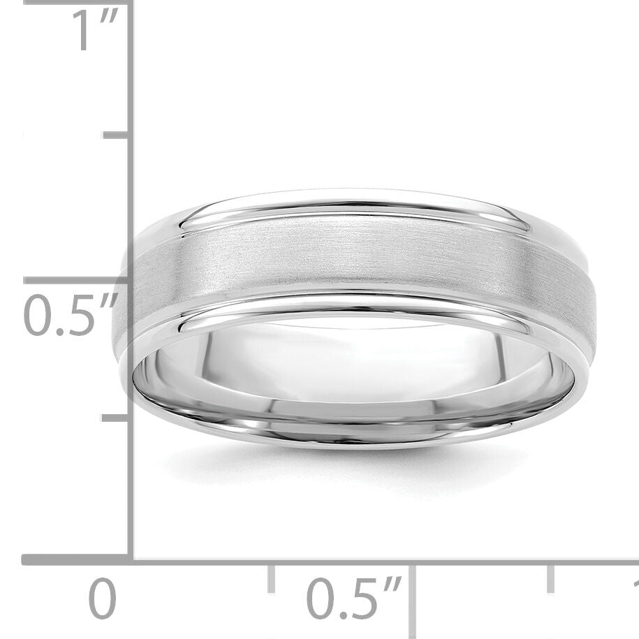 14k White Gold Light Comfort Fit Brush Satin Fancy Band-WB109L