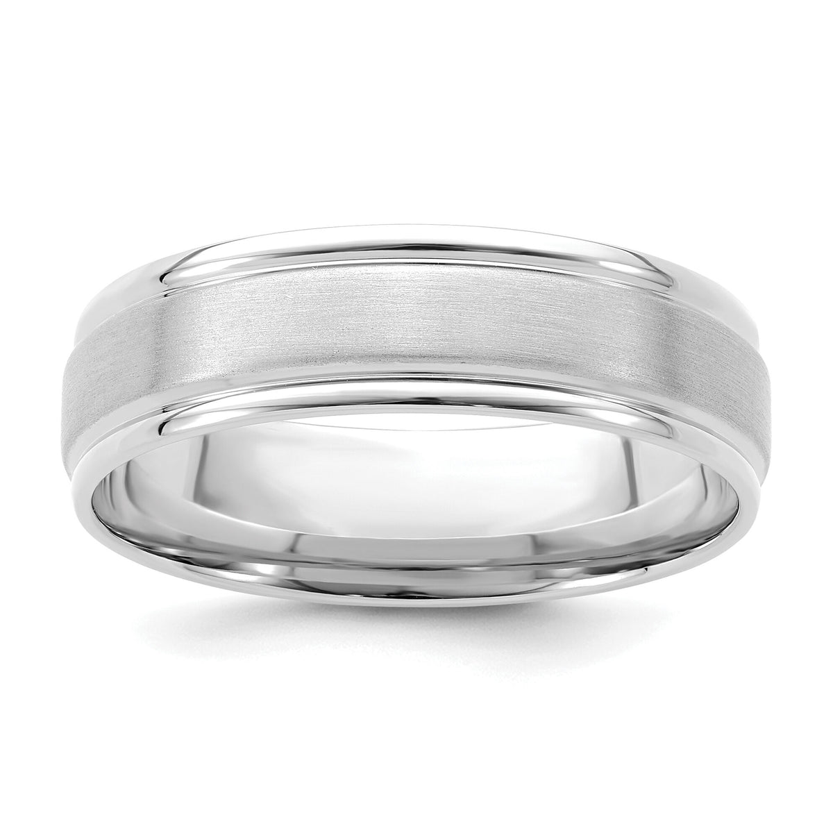 14k White Gold Light Comfort Fit Brush Satin Fancy Band-WB109L