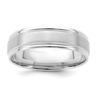 14k White Gold Light Comfort Fit Brush Satin Fancy Band-WB109L