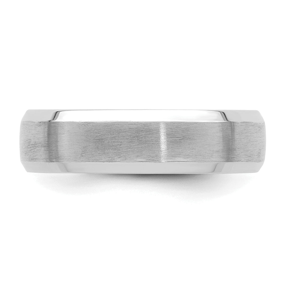 14k White Gold Standard Comfort Fit Brush Satin Fancy Band-WB111S