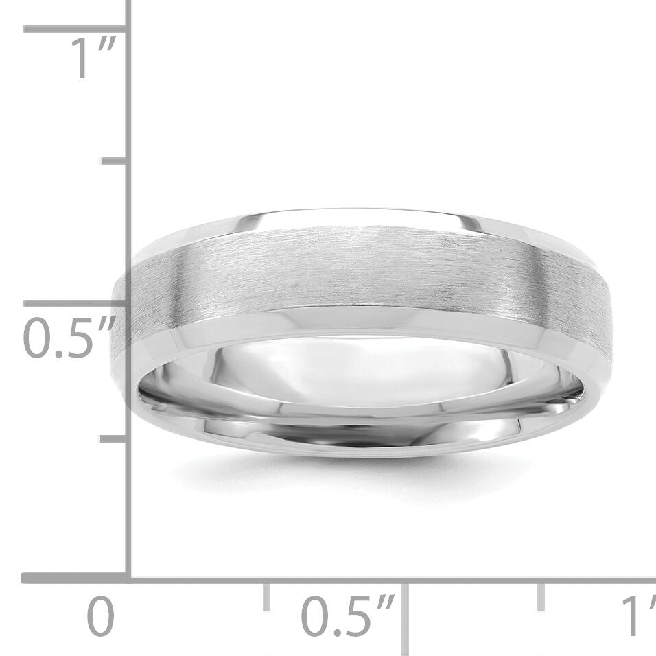 14k White Gold Light Comfort Fit Brush Satin Fancy Band-WB111L