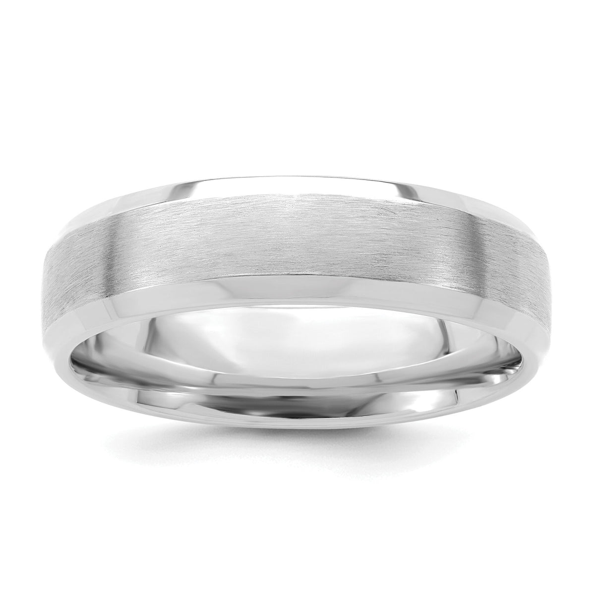 14k White Gold Light Comfort Fit Brush Satin Fancy Band-WB111L