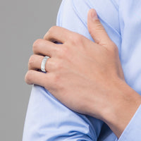 14k White Gold Light Comfort Fit Brush Satin Fancy Band-WB112L