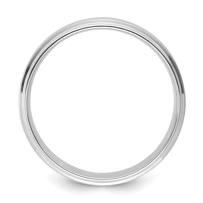 14k White Gold Light Comfort Fit Brush Satin Fancy Band-WB112L
