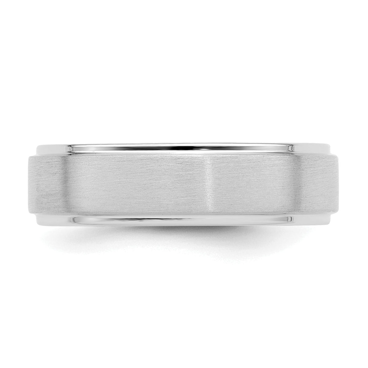 14k White Gold Standard Comfort Fit Brush Satin Fancy Band-WB112S