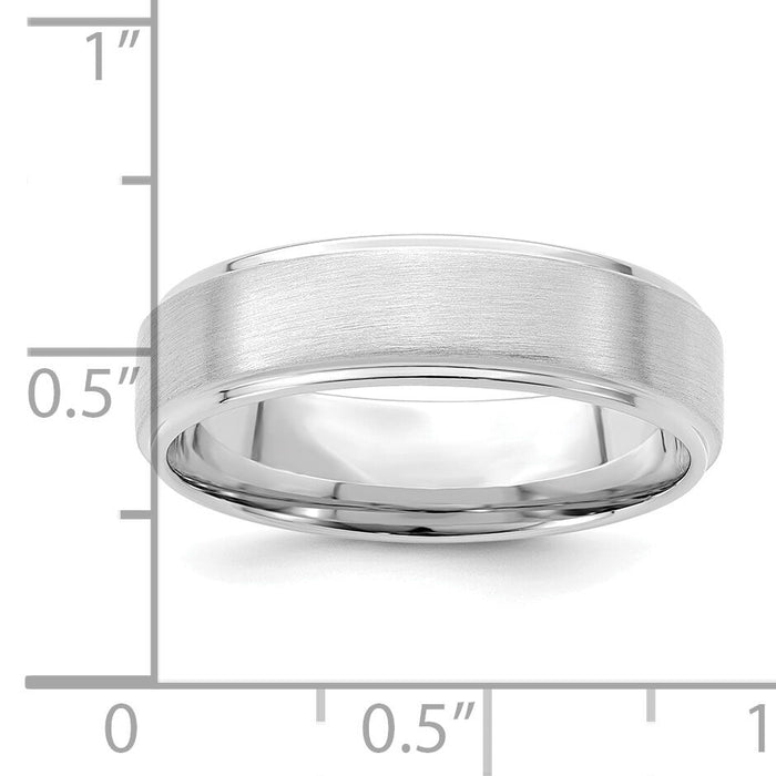 14k White Gold Light Comfort Fit Brush Satin Fancy Band-WB112L