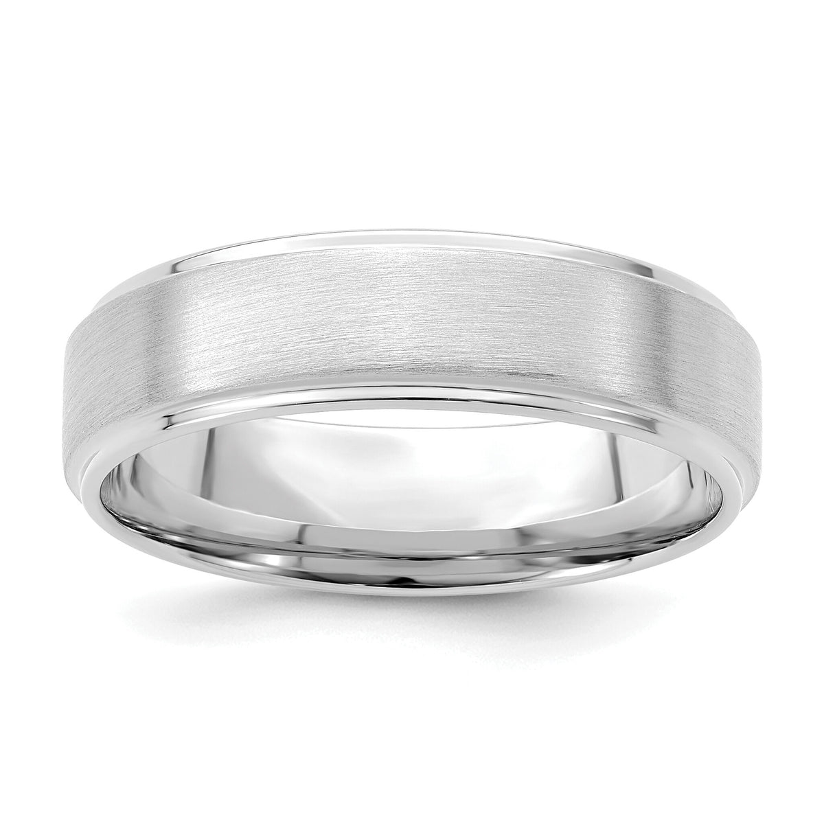 14k White Gold Light Comfort Fit Brush Satin Fancy Band-WB112L