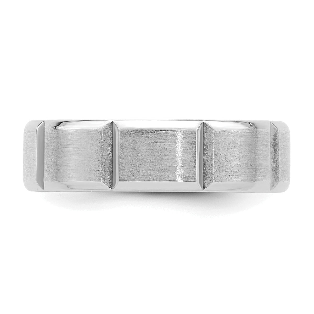 14k White Gold Standard Comfort Fit Brush Satin Fancy Band-WB113S