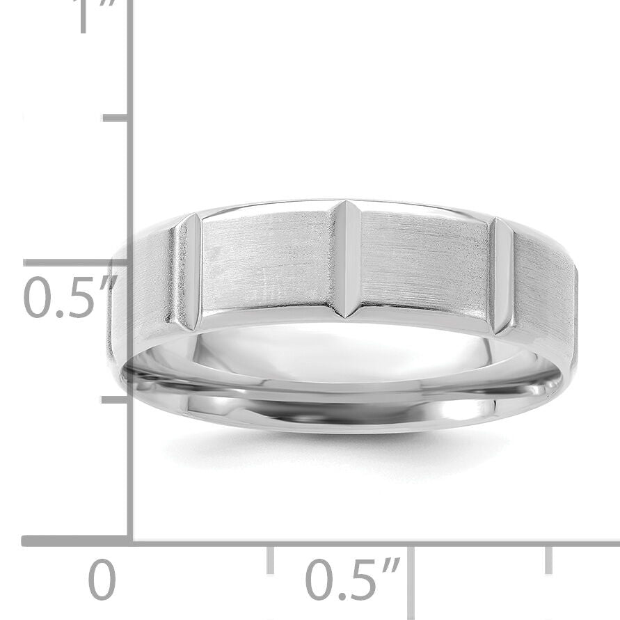 14k White Gold Standard Comfort Fit Brush Satin Fancy Band-WB113S
