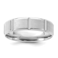 14k White Gold Standard Comfort Fit Brush Satin Fancy Band-WB113S